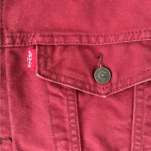 Levi Strauss & Co. Denim Trucker Jacket Burgundy XXL - Picture 3 of 5